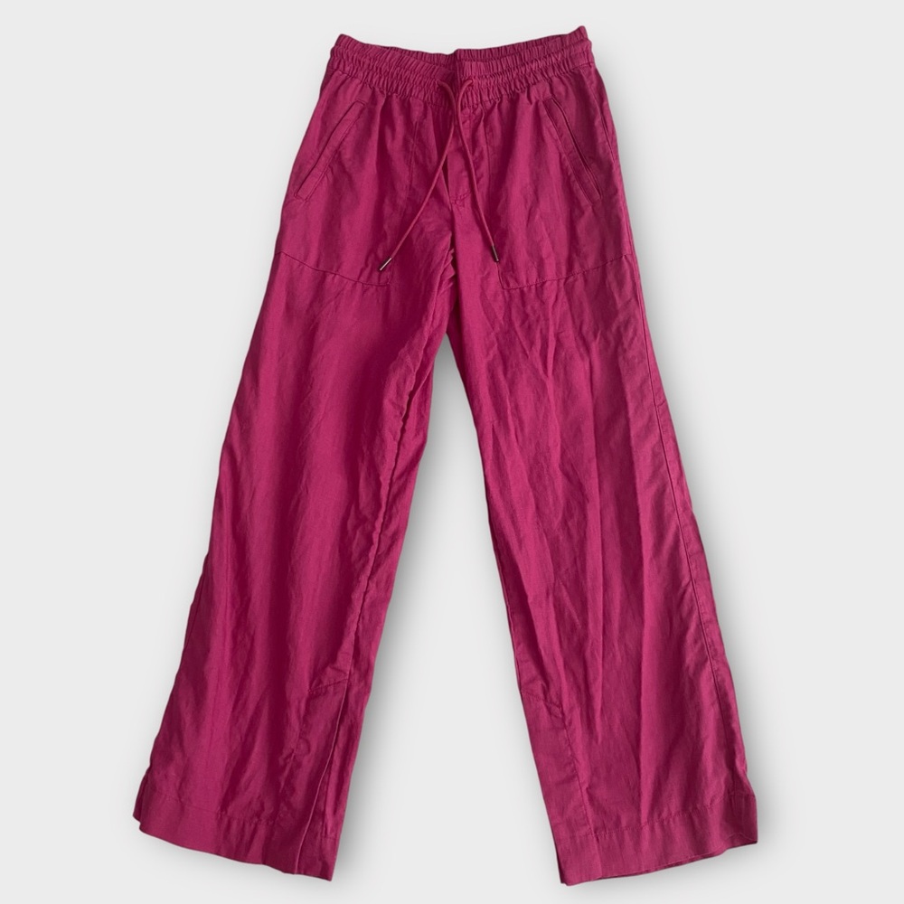 Athleta Women’s Pants XXS 2XS 100% Linen Wide Leg Athleisure Barbiecore NWOT